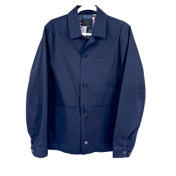 NWT Ted Baker Men’s Button Jacket Navy Blue Size 3 (Medium) - Picture 1 of 10